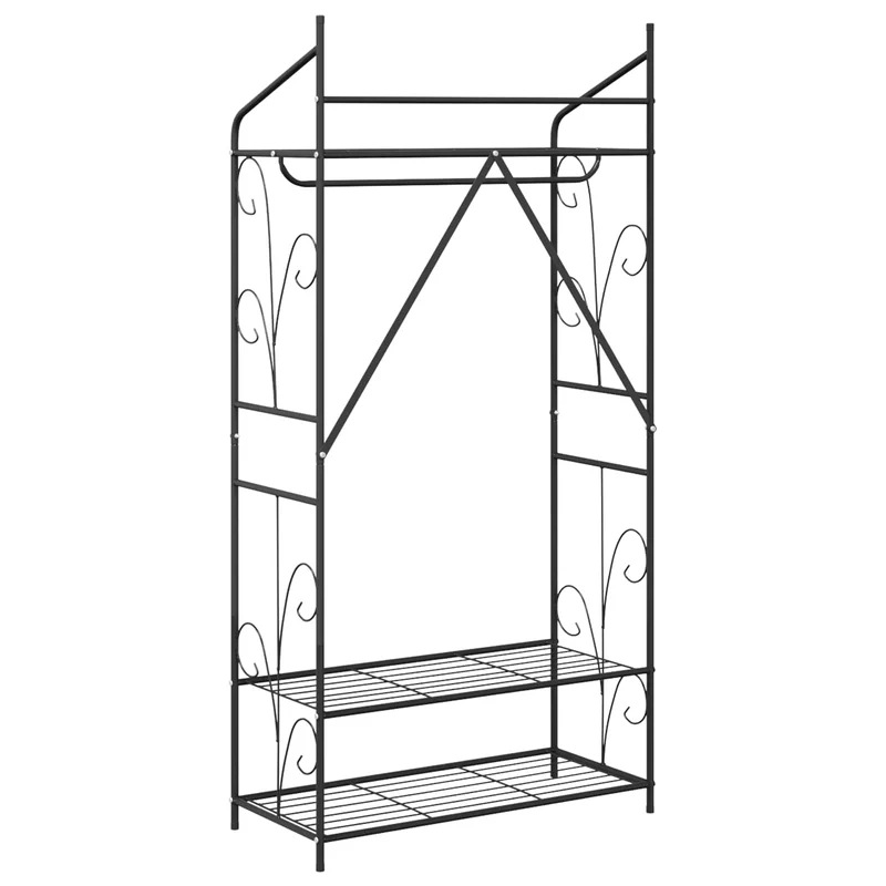 Armoire ouverte design minimaliste 78 x 36 x 158 cm rangement pratique en métal noir 02_0059382