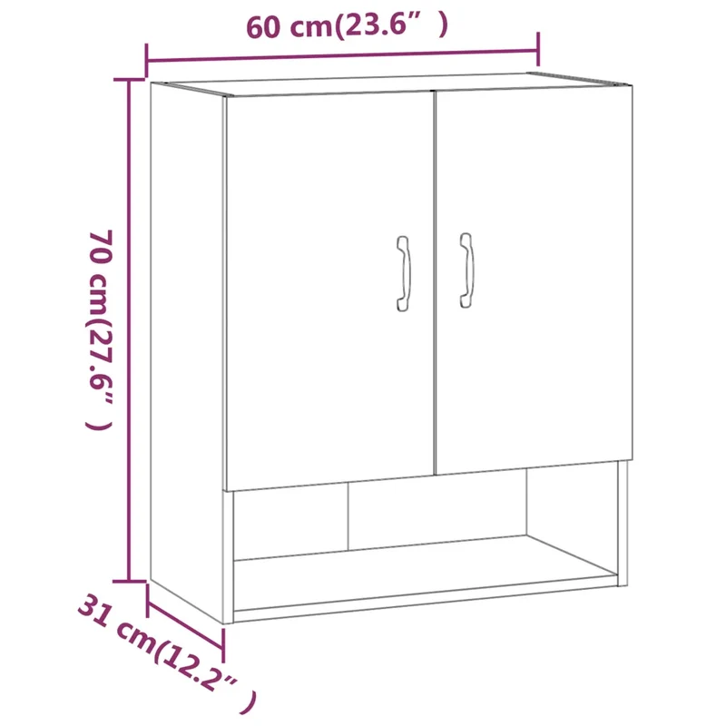 Armoire murale design moderne rangement mural 60 x 31 x 70 cm en bois d'ingénierie blanc 02_0048045