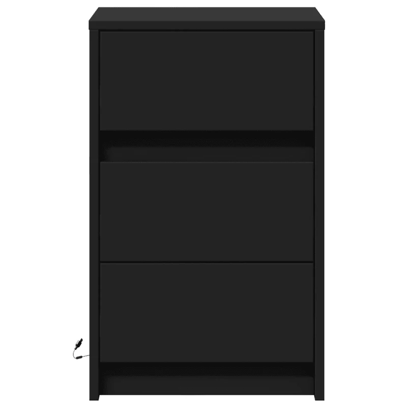 Armoire de chevet avec lumières LED réglables 38 x 34 x 61 cm design moderne chambre en bois d'ingénierie noir 02_0049761