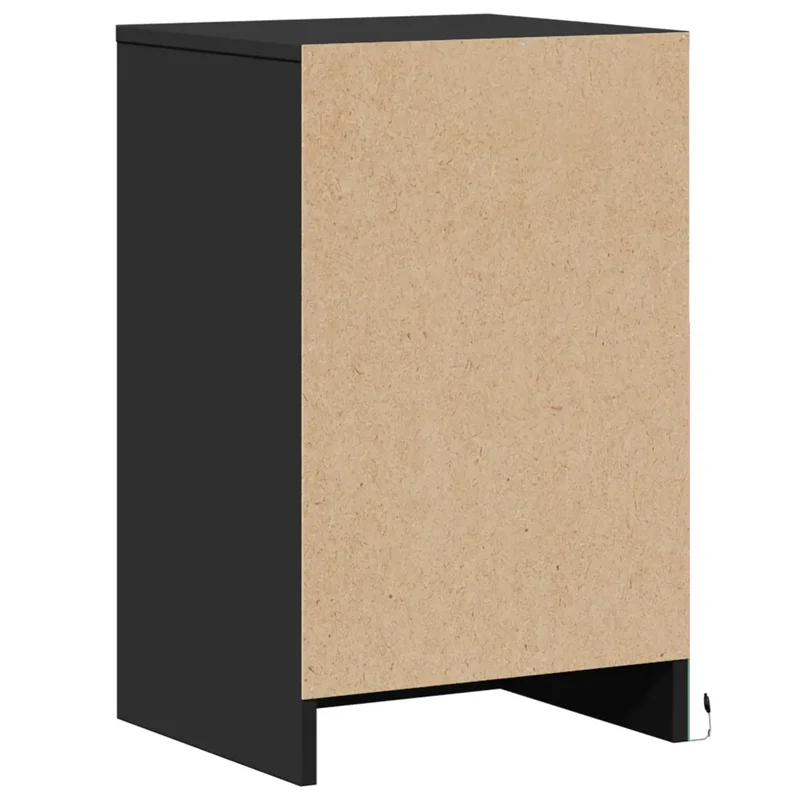 Armoire de chevet avec lumières LED réglables 38 x 34 x 61 cm design moderne chambre en bois d'ingénierie noir 02_0049761