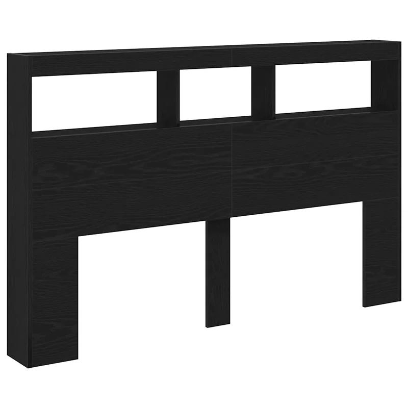 Armoire tête de lit moderne avec LED rangement 160 x 17 x 102 cm en bois d'ingénierie chêne noir 02_0051949