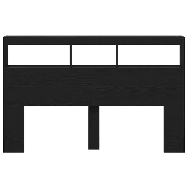 Armoire tête de lit moderne avec LED rangement 160 x 17 x 102 cm en bois d'ingénierie chêne noir 02_0051949