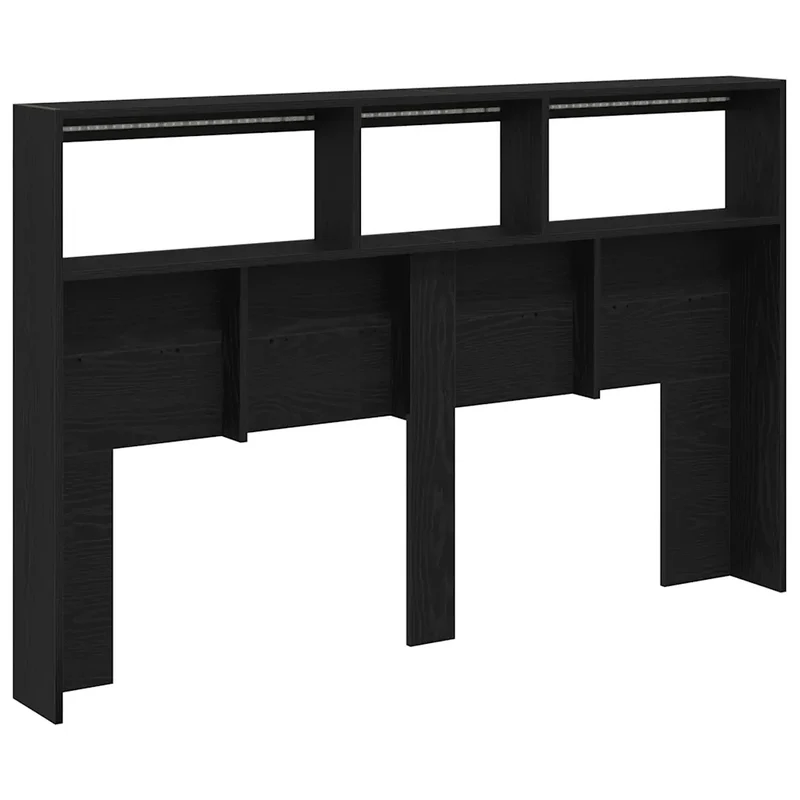 Armoire tête de lit moderne avec LED rangement 160 x 17 x 102 cm en bois d'ingénierie chêne noir 02_0051949