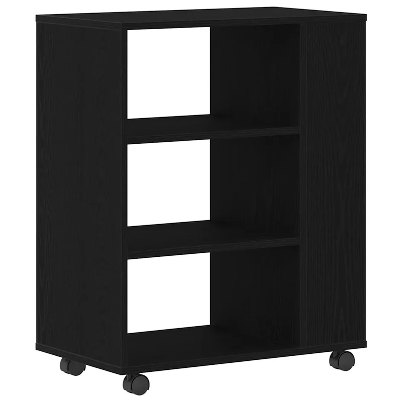 Armoire de rangement roulante moderne avec 3 étagères 60 x 35 x 75 cm en bois d'ingénierie chêne noir 02_0051908