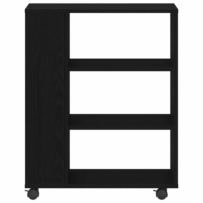 Armoire de rangement roulante moderne avec 3 étagères 60 x 35 x 75 cm en bois d'ingénierie chêne noir 02_0051908