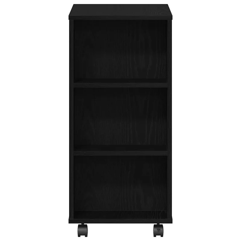 Armoire de rangement roulante moderne avec 3 étagères 60 x 35 x 75 cm en bois d'ingénierie chêne noir 02_0051908