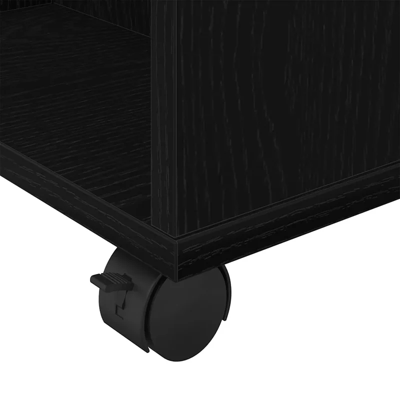 Armoire de rangement roulante moderne avec 3 étagères 60 x 35 x 75 cm en bois d'ingénierie chêne noir 02_0051908