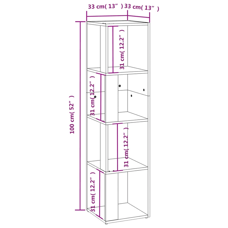 Armoire d'angle bois d'ingénierie 33 x 33 x 132 cm rangement élégant salon soirée cosy en bois chêne sonoma 02_0047974