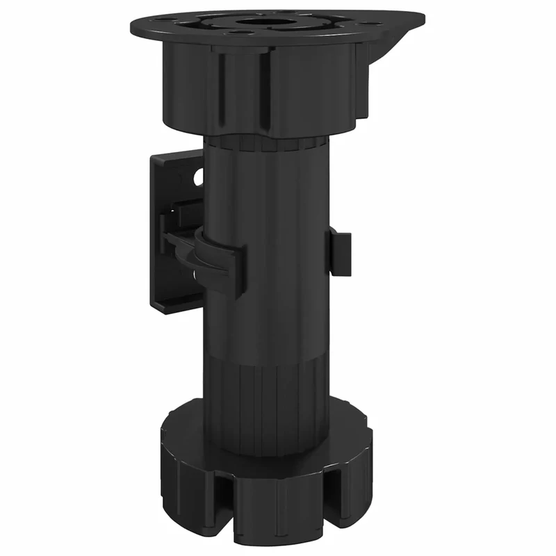 Lot de 12 pieds de meuble réglables durables 46 x 46 x 128 mm style épuré minimaliste en PP noir 02_0051978