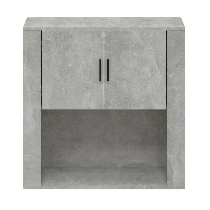Armoire murale suspendue rangement pratique 80 x 33 x 80 cm en bois d'ingénierie gris béton 02_0048277
