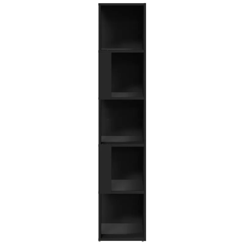 Armoire d'angle moderne compact 33 x 33 x 164 cm 5 compartiments décorative en bois d'ingénierie noir 02_0047977