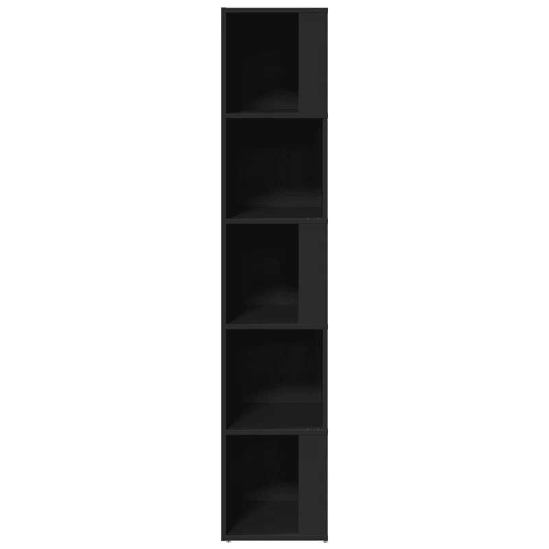 Armoire d'angle moderne compact 33 x 33 x 164 cm 5 compartiments décorative en bois d'ingénierie noir 02_0047977