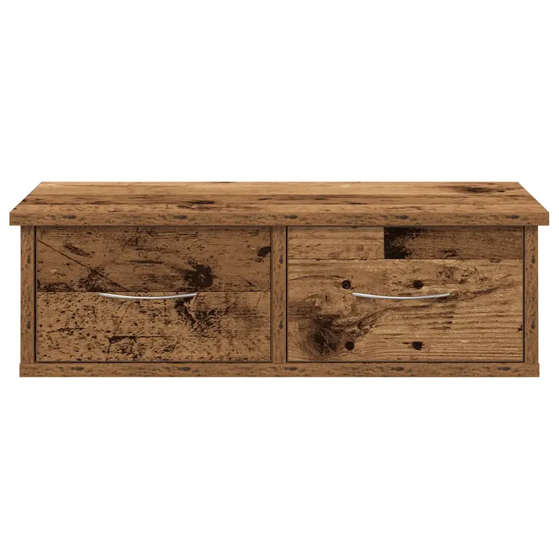 Armoire murale pratique avec 2 tiroirs 60 x 26 x 18 cm design élégant en bois d'ingénierie vieux bois 02_0050688