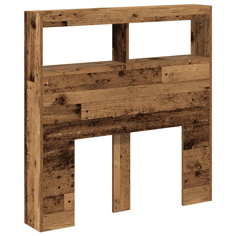 Armoire tête de lit moderne avec LED 100 x 17 x 102 cm grand espace rangement tendance en bois d'ingénierie vieux bois 02_0051941