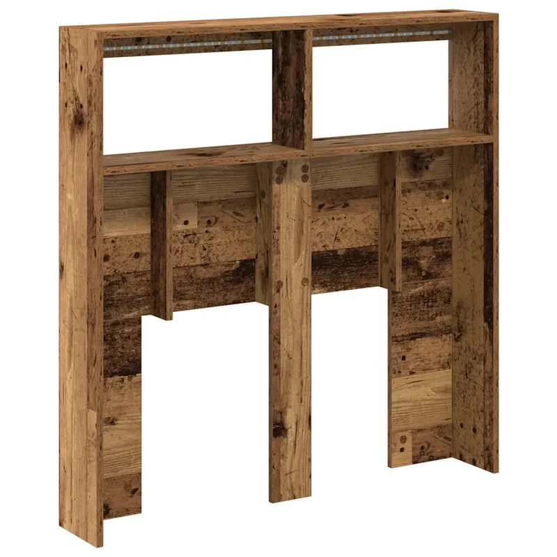 Armoire tête de lit moderne avec LED 100 x 17 x 102 cm grand espace rangement tendance en bois d'ingénierie vieux bois 02_0051941