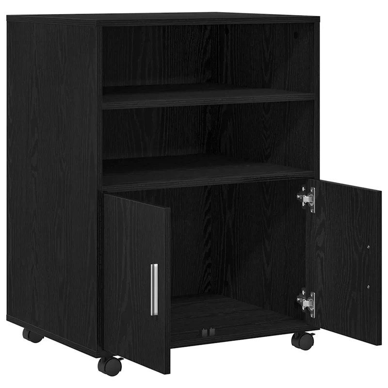 Armoire rectangulaire à étagères 60 x 48 x 81 cm grand espace de stockage style moderne en bois d'ingénierie noir 02_0052189