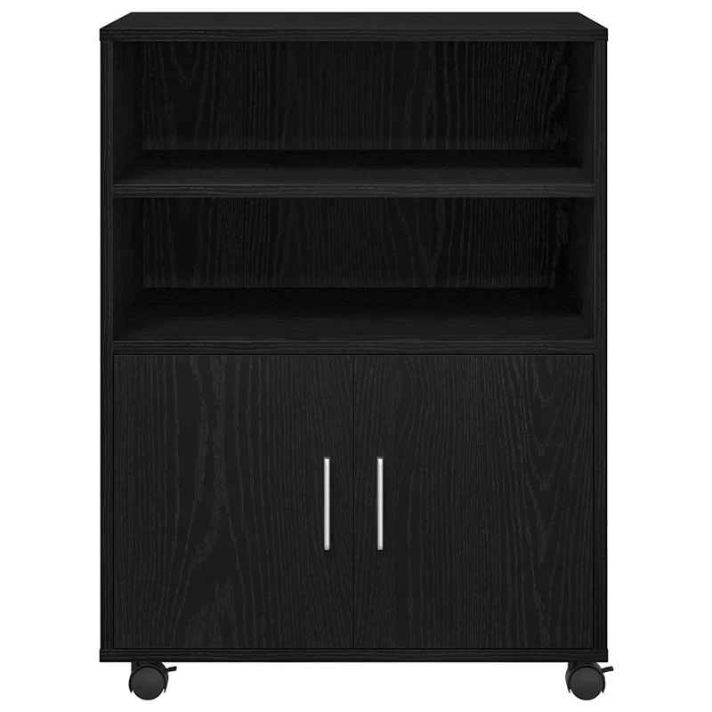 Armoire rectangulaire à étagères 60 x 48 x 81 cm grand espace de stockage style moderne en bois d'ingénierie noir 02_0052189